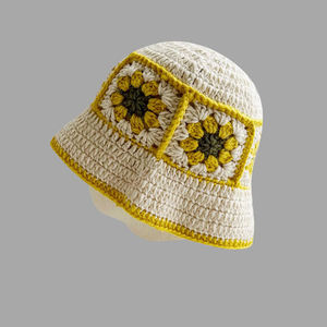 Handmade Women's Outdoor Floral Crochet Bucket Hat Knitted Pattern <b>Sunscreen</b> Folded Casual Beach Travel Fishing Cycling Sports - Product Image 6