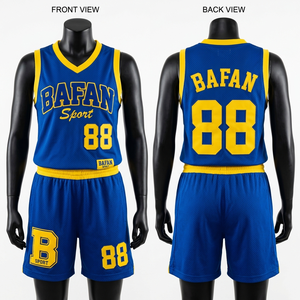 Premium 180 GSM Polyester <b>Mesh</b> Basketball Jersey Short <b>Set</b> Blue Yellow Tackle Twill Custom Women's <b>Sets</b> - Product Image 1
