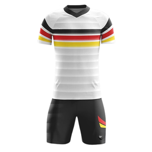 Uniforme de Fútbol Retro Estilo Alemania al por Mayor - Diseño a Rayas Sublimado - Uniforme de Fútbol de Secado Rápido para Hombre Adulto - Product Image 2