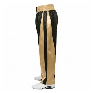 Pantalones de Entrenamiento de MMA Beige con Paneles, Pantalones de Kickboxing, Pantalones de Artes Marciales con Costuras Reforzadas, Pantalones de Entrenamiento de Satén - Product Image 3