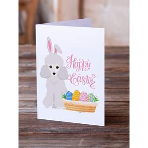 Whimsical A7 Size 5x7 Blank Note <b>Cards</b> <b>Pack</b> of 8 White Poodle <b>Easter</b> Greeting <b>Cards</b> with Envelopes Blank Toy Poodle Note <b>Cards</b> - Product Image 2