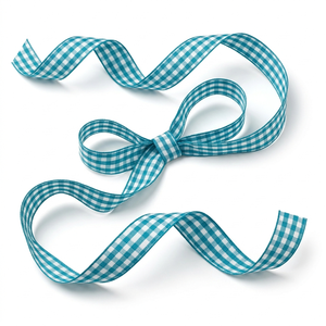 ริบบิ้นผ้ากรอสเกรนลายตารางสีขาวเทอร์ควอยซ์ขนาด 15 มม. จากนีลกามาล อินดัสทรีส์ ขายส่งสำหรับบรรจุภัณฑ์ของขวัญ โบว์ติดผม และงานฝีมือ - Product Image 1