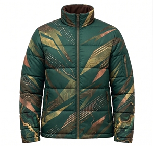 custom unisex sublimated puffer jacket winter warm green orange geometric print <b>bubble</b> <b>coat</b> windproof padded street outwear <b>coat</b> - Product Image 5
