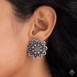 PRAO Floral Fantasy Oxidised <b>Fine</b> <b>Stud</b> <b>Earrings</b> Elegant and Stylish - Product Image 1
