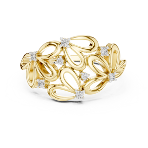 Anillo de Diamantes Cultivados en Laboratorio con Diseño Floral Abstracto, Oro Blanco de 18 Quilates con Baño de Rodio, Corte Brillante, para Compromiso, Fiesta, Regalo de San Valentín, Glamuroso - Product Image 6