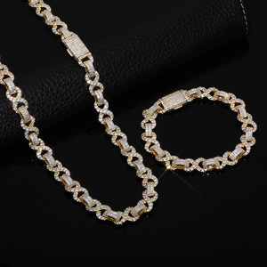 Mens 925 Silver Moissanite Cuban Link Chain Iced Pave Interlocking Link <b>Statement</b> <b>Necklace</b> Luxury Fashion Jewellery - Product Image 2