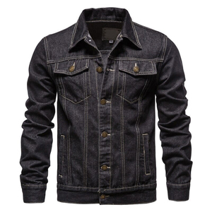 Chaqueta Vaquera Slim Fit de Alta Calidad Personalizada para Hombre, Nueva, Elegante, de Manga Larga, Diseño Lavado, con Botones, Estilo Vintage, Casual - Product Image 1