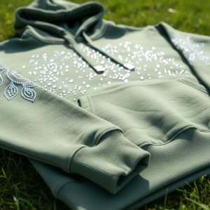 Sudadera con Capucha Extra Grande de Poliéster/Algodón, Ecológica, 240g, con Bolsillo Frontal, Estilo Casual Urbano para Hombre y Mujer, con Pedrería - Product Image 2