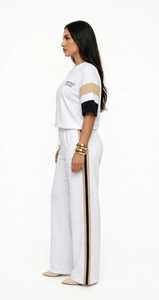 ชุดวอร์มแขนสั้นคอกลมสีขาวสำหรับผู้หญิงจาก OneTen Apparel ทรงหลวม กางเกงขายาว - Product Image 4