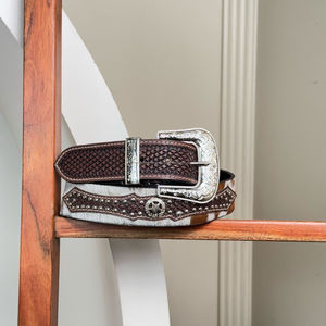 เข็มขัดหนังวัวดีไซน์แบบตะวันตกประดับด้วยพลอยเทียมเพชรคริสตัลสำหรับทั้งชายและหญิง - Product Image 5