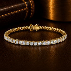 Half Round Cut Lab Grown Diamond Tennis <b>Bracelet</b> 14K 18K <b>Solid</b> Gold DEF VVS Fine Jewelry for Women Wholesale Jewelry Supplier - Product Image 1