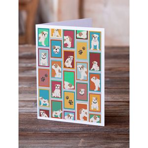 Whimsical A7 Tamaño 5x7 Tarjetas de notas en blanco Paquete de 8 Lote de diseño de Bulldog Inglés Piebald con sobres para saludar - Product Image 2