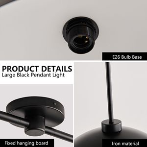 Lampada a Sospensione Doppia Industriale Moderna Nera da 41 Pollici, Regolabile, con Finitura Opaca per Sala da Pranzo o Cucina - Product Image 6