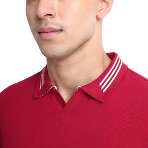 Polo Rojo de Manga Corta para Hombre, Algodón Piqué, Casual, Color Sólido, Transpirable, Tejido de Punto, Corte Regular - Product Image 6