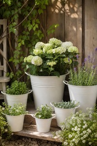 Maceta de Metal Galvanizado Blanca, Contenedor Rústico para Jardín, Perfecto para Flores, Hierbas y Suculentas, Venta al Por Mayor desde India - Product Image 3