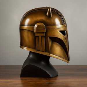 Casque Harnischfeger en bronze antique, moderne, gaufré, médiéval, pour entraînement, cosplay et décoration - Product Image 4