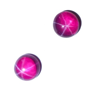 Rubí Estrella Transparente Redondo de 8x8 mm, 3 Quilates, Creado en Laboratorio, Cabujón Pulido con Efecto de Estrella de 6 Puntas para Joyería - Product Image 3