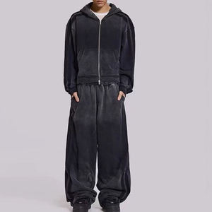 Survêtement unisexe personnalisé, coupe évasée, style football, ample, 100% coton, zippé, pour homme, idéal pour l'hiver, le sport et le streetwear - Product Image 1