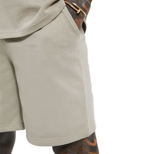 T-shirt beige surdimensionné pour homme, mélange de coton, col rond, streetwear décontracté, tee-shirt basique - Product Image 4