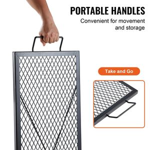 Grille de barbecue rectangulaire en acier robuste X Marks pour foyer de camping avec poignée de support en fil X pour le camping - Product Image 5