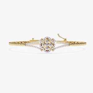 Handmade Wonders Bracelet 18k Yellow Gold Chain Moissanite Bracelet Bangle Diamond Bracelet Gift for - Product Image 2