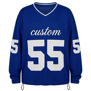 Camiseta de Fútbol Americano Personalizada de Manga Larga para Hombre y Jóvenes, Ropa Deportiva Transpirable de Malla de Secado Rápido, Nombre y Número Personalizados - Product Image 1