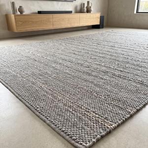 Tapis d'intérieur moderne en laine tissée à la main gris crème à boucles, antidérapant, léger et discret, pour la décoration de la maison - Product Image 2