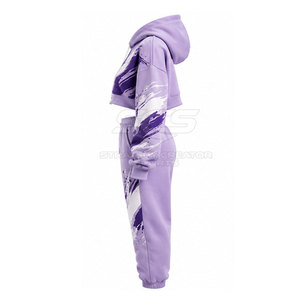 Conjunto de sudaderas cortas para mujer con diseño a juego, tela cómoda y sensación ligera para atuendos casuales y deportivos. - Product Image 2