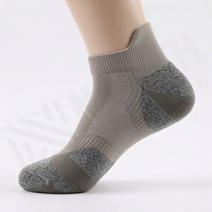 Ankle <b>Socks</b> Breathable Polyester Spandex Running Sport Thin Fit Solid Gray Adult Summer Knitted <b>Socks</b> - Product Image 3