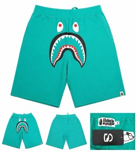 Pantalones Cortos Bermuda para Hombre, Color Verde Sólido, Diseño Boca de Tiburón, 100% Algodón, Anti-UV, Cintura Elástica, Corte Medio, Tejido Casual con Bolsillo Trasero - Product Image 3
