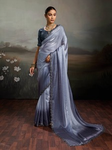 Sari de seda suave de primera calidad con lentejuelas, fabricante y proveedor de moda femenina de Surat - Product Image 3