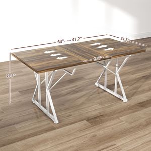 Tavolo da Pranzo Ovale Allungabile Stile Fattoria 63''x47'' con Base a Cavalletto Robusta Marrone - Per Sei Persone - Product Image 3