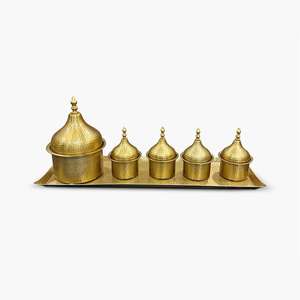 Arabic Laser Design Date <b>Bowl</b> In Middle East Style Three Khajoor Pots <b>With</b> Stand & <b>Lid</b> safe For Home Server Chocolate Date <b>Bowls</b> - Product Image 6