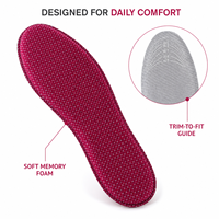 Semelles intérieures en mousse à mémoire de forme souple, fond rouge, fabrication solide et soignée, inserts de chaussures à coussinets doux