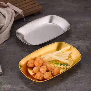 Platos de Acero Inoxidable, Bandejas para Comida Coreana, Plato para Servir, Plato Dorado y Plateado, Plato para Aperitivos, Ensaladas, Platos Elegantes para Restaurante - Product Image 3