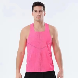 Mens Workout Lightweight Bonded Square Knitted Tank Top Breathable Sports Vest Polyester Quick Dry Marathon <b>Running</b> <b>Singlet</b> - Product Image 3