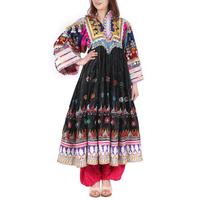 Tenue ethnique traditionnelle afghane Kuchi en mousseline de soie, longue, faite à la main, brodée, perlée, appliquée, respirante, lavable, tribale
