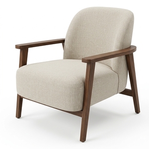 Midcentury Modern Upholstered Semicircular <b>Sofa</b> Chair Teak <b>Wood</b> <b>Legs</b> Living Room Villa Apartment Hotel Use Model CHA58 - Product Image 2