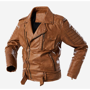 Chaqueta de Cuero Formal para Hombre, Estilo Motero, Impermeable, Cortavientos, con Cuello Solapa, Personalizable, Ropa Exterior para Hombre - Product Image 1