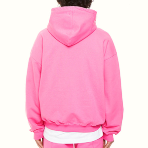 Men's New <b>pink</b> Hooded Sweatshirt Regular Fit Solid Color Casual Cotton French Terry Pullover with Front Pocket Autumn Wear - Product Image 3