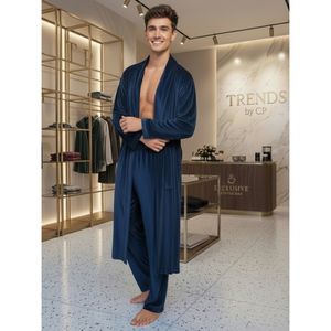 Trends by Cp Plus Size - Conjunto de Pijama y Bata de Terciopelo Francés de Lujo para Hombre, Suave y Ecológico, 2 Piezas, Ropa de Dormir para Invierno - Product Image 3