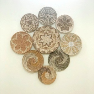 Handmade Modern Home Decor Wicker <b>Rattan</b> <b>Wall</b> <b>Art</b> Natural Woven Seagrass Hanging Basket for <b>Wall</b>-Mounted Plates - Product Image 1
