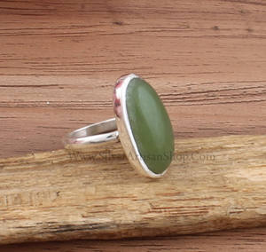 Anillo de Jade Verde Natural, Anillos Sencillos para Mujer y Hombre, Plata de Ley 925, Anillo de Dedo Minimalista con Piedra Preciosa, Joyería al por Mayor - Product Image 5