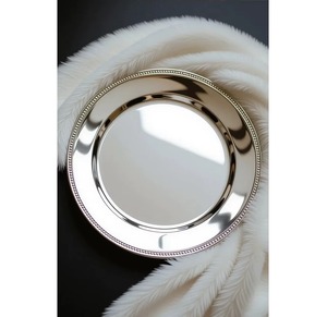 Assiettes de présentation de luxe en acier inoxydable argenté pour mariage, sous-assiettes décoratives en métal pour événements et réceptions - Product Image 4