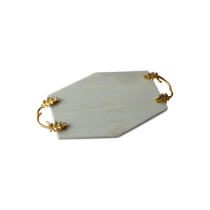 <b>Marble</b> <b>Tray</b> With Classic Metal Handles - Product Image 3