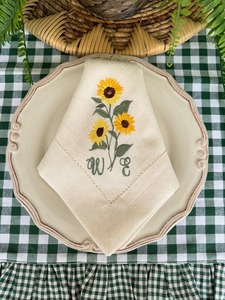 Serviette de table Nature4u à points festonnés, blanche, pour repas raffinés, brodée à la main, monogramme personnalisé, style japonais, couleur personnalisable, avion - Product Image 6