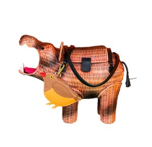 Panier de rangement en rotin en forme d'hippopotame, organisateur en osier, boîte à jouets décorative au design animal, en fibre végétale, type tridimensionnel - Product Image 6