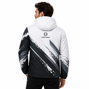 Men's Custom Sublimation Hooded Jacket <b>Waterproof</b> Windproof Winter Warm <b>Padded</b> <b>Coat</b> Graphic Print Outdoor Sportswear OEM ODM - Product Image 4