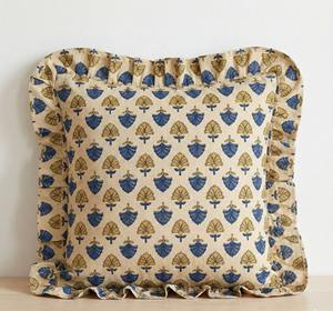 Housses de coussin vintage en coton indien imprimé au bloc, à volants, faites à la main, style bohème, 16x16, 18x18, 20x20 - Product Image 2