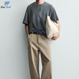 Camiseta de Manga Corta con Cuello Redondo y Estampado de Letras para Hombre, Color Gris Oscuro, Estilo Casual, de Algodón Jersey, Talla Grande, Marca Blue Tech - Product Image 3